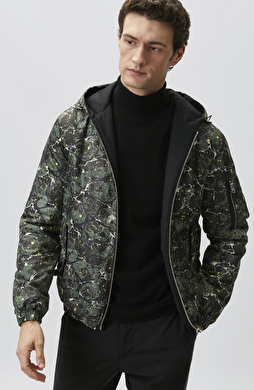 Khaki Marbling Double-Sided Patterned Coat