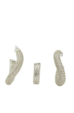 Silver Cuff Detaylı Kadın Halka Küpe