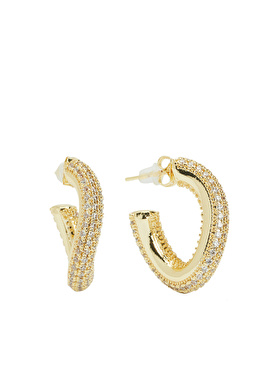 Gold Oval Formlu Kadın Halka Küpe