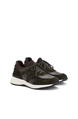 Haki Süet Garnili Erkek Sneaker