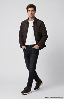 Siyah Slim Fit Örme Denim Pantolon