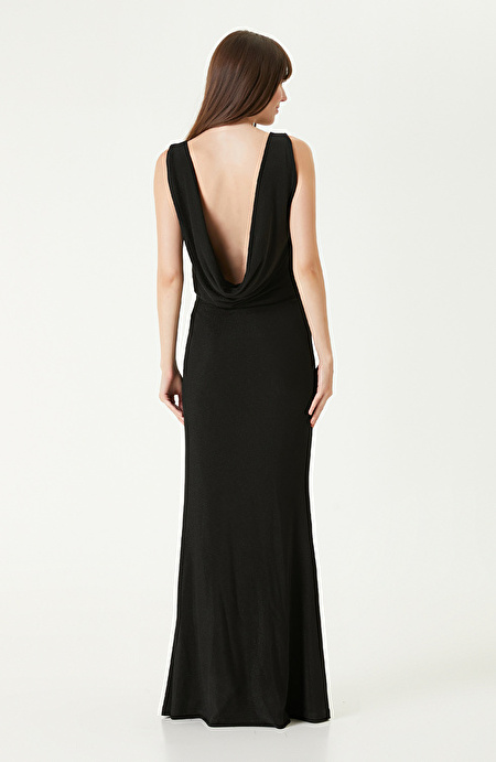 Siyah Maxi Abiye Elbise_5