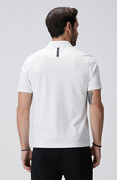 N-Tech Beyaz Polo Yaka Merserize T-shirt_4