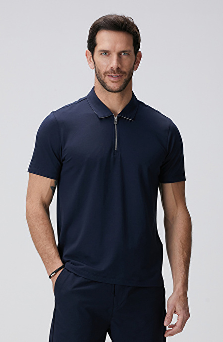 N-Tech Lacivert Polo Yaka Merserize T-shirt_1