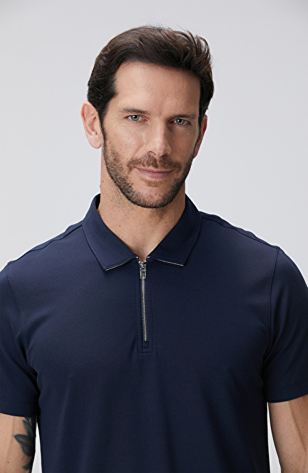 N-Tech Lacivert Polo Yaka Merserize T-shirt_5