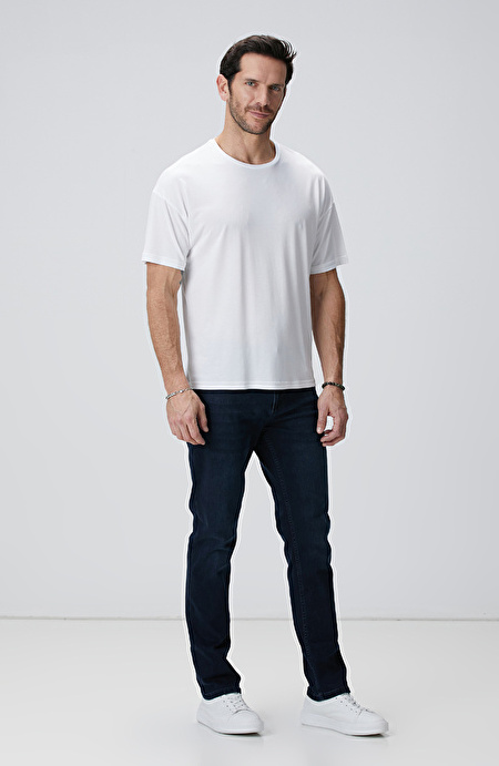 Beyaz Modal Karışımlı T-shirt_2