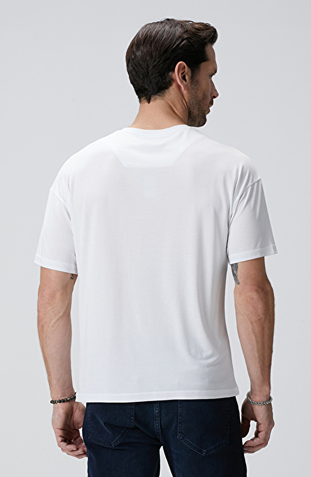 Beyaz Modal Karışımlı T-shirt_4