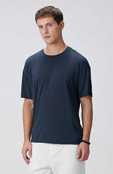 Lacivert Modal Karışımlı T-shirt_3