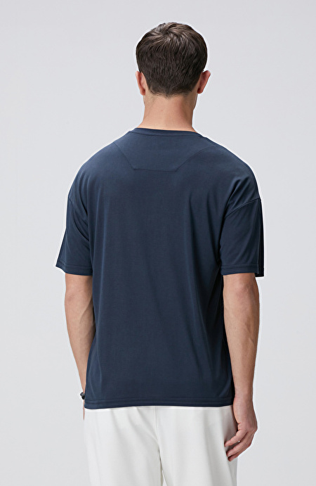 Lacivert Modal Karışımlı T-shirt_4