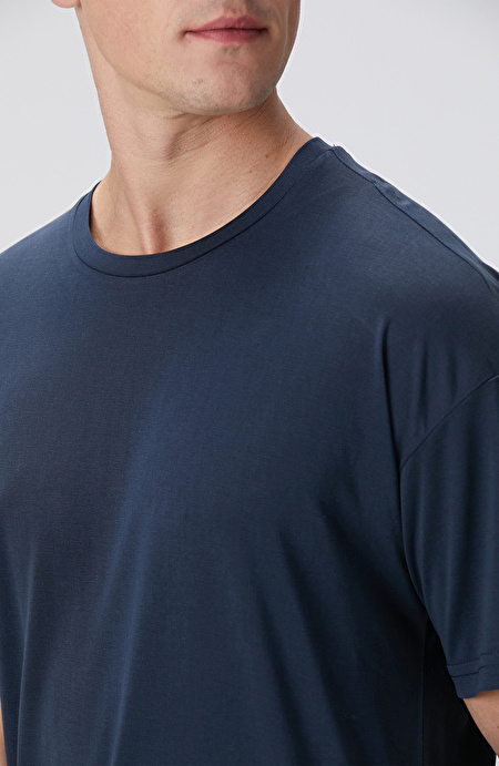 Lacivert Modal Karışımlı T-shirt_5