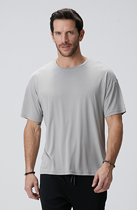Gri Modal Karışımlı T-shirt_1