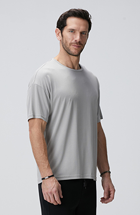 Gri Modal Karışımlı T-shirt_3