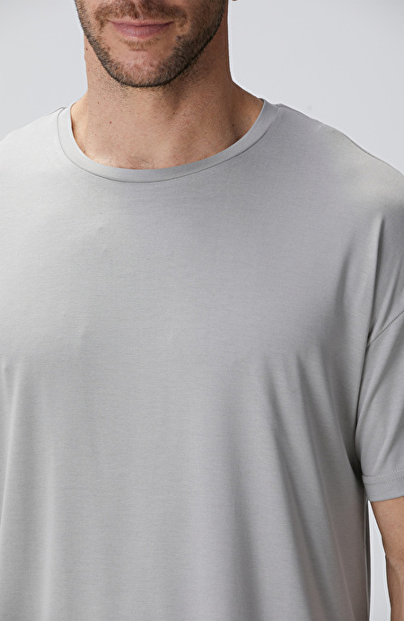 Gri Modal Karışımlı T-shirt_5