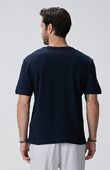 Lacivert Jakarlı T-shirt_5