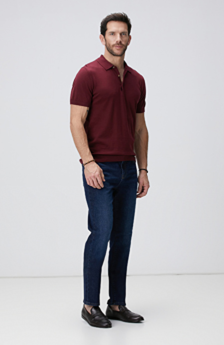 Bordo Polo Yaka Basic Kazak_2