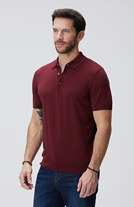 Bordo Polo Yaka Basic Kazak_3