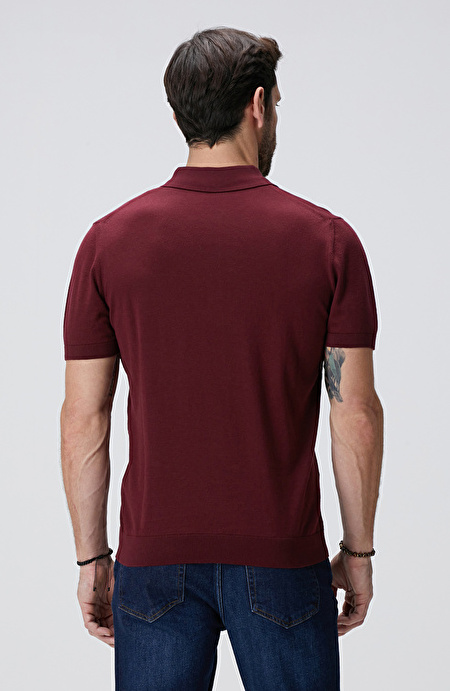 Bordo Polo Yaka Basic Kazak_4