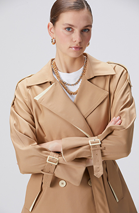 Bej Kruvaze Trench Coat_1