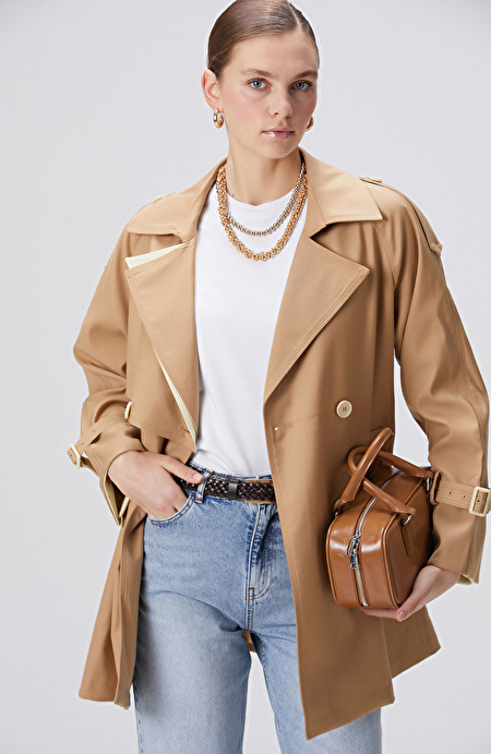Bej Kruvaze Trench Coat_4