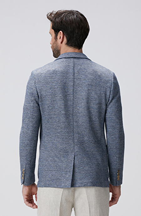 Mavi Loro Piana Kumaşından Üretilmiş Limited Örme Ceket_4