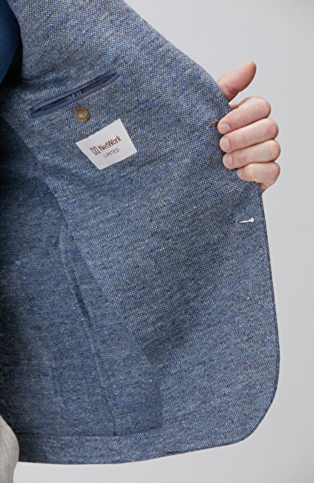 Mavi Loro Piana Kumaşından Üretilmiş Limited Örme Ceket_7