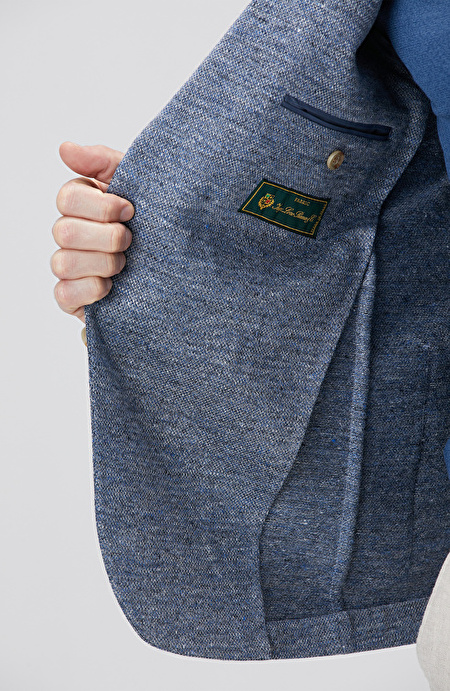 Mavi Loro Piana Kumaşından Üretilmiş Limited Örme Ceket_8