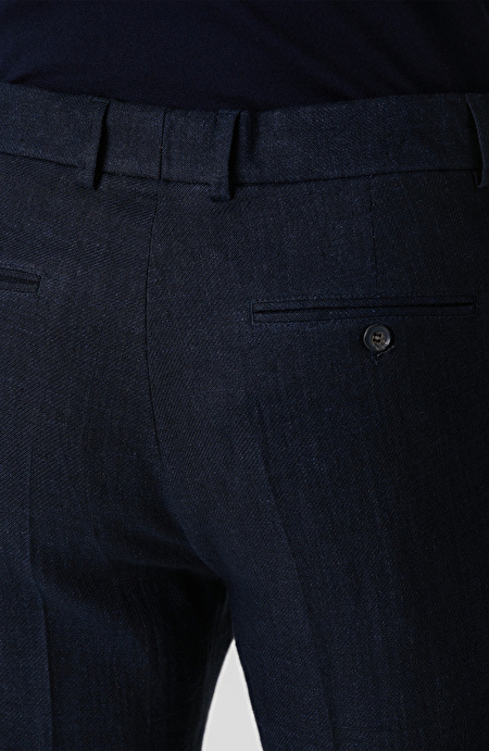 Lacivert Keten Karışımlı Jogger Pantolon_4