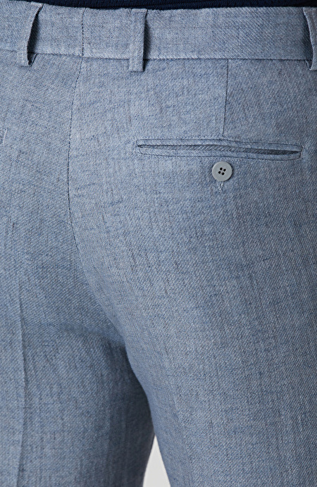 Mavi Keten Karışımlı Pantolon_4