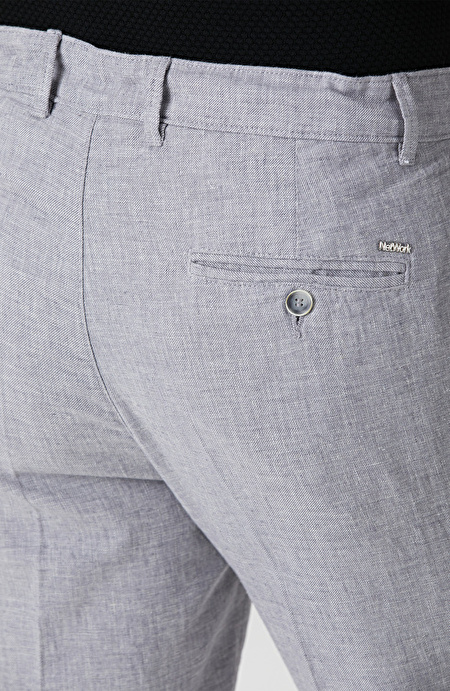 Gri Keten Karışımlı Pantolon_4
