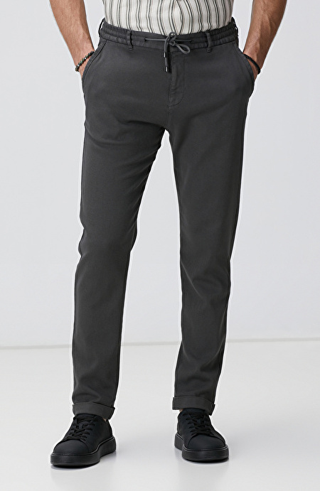 Antrasit Diyagonal Desenli Jogger Pantolon_1