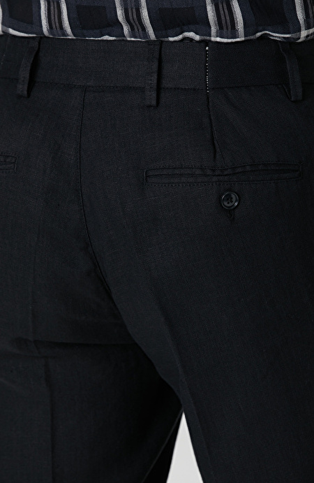 Siyah Keten Jogger Pantolon_5