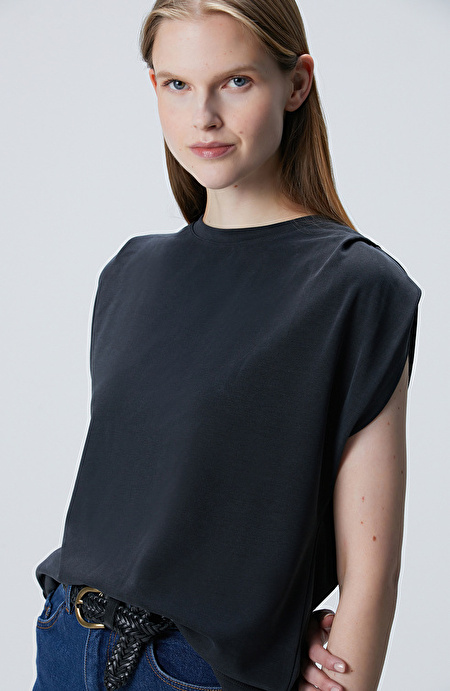 Siyah Modal Karışımlı T-shirt_1