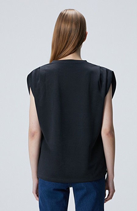 Siyah Modal Karışımlı T-shirt_4