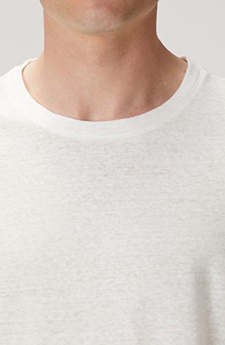 Kırık Beyaz Keten Karışımlı T-shirt_5