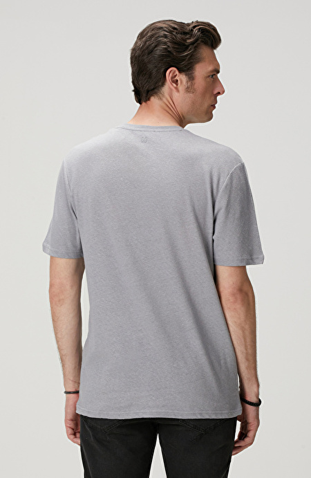Gri Keten Karışımlı T-shirt_4