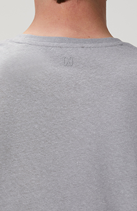 Gri Keten Karışımlı T-shirt_6