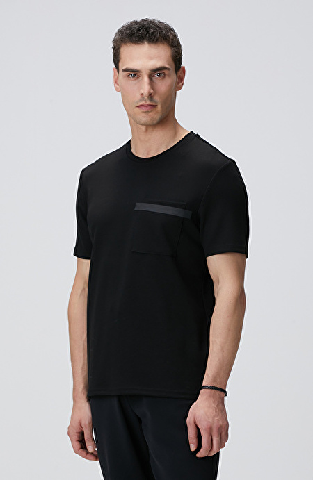 Siyah Baskılı Örme T-shirt