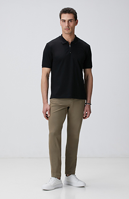 Siyah Polo Yaka Örme T-shirt_2