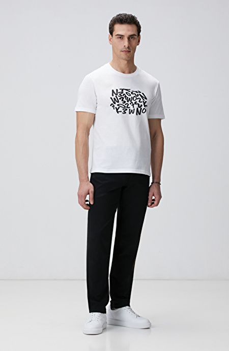 Kırık Beyaz Network Baskılı Örme T-shirt_2
