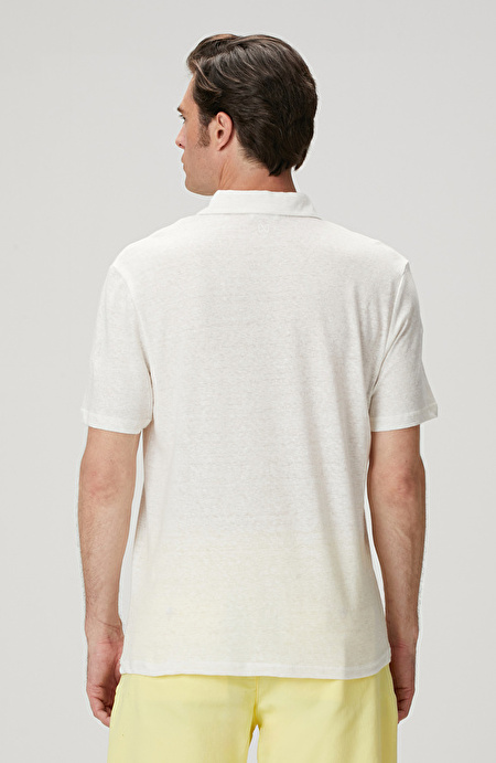 Kırık Beyaz Keten Karışımlı T-shirt_4