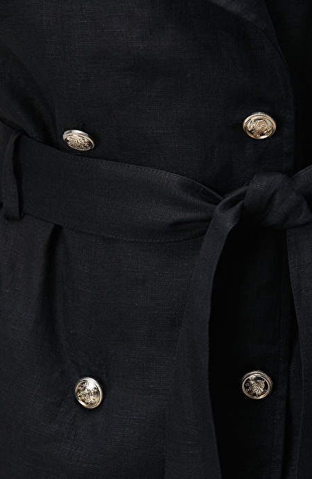 Siyah Maxi Keten Elbise_5