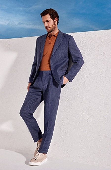 Limited Indigo Keten İpek Karışımlı Takım Elbise