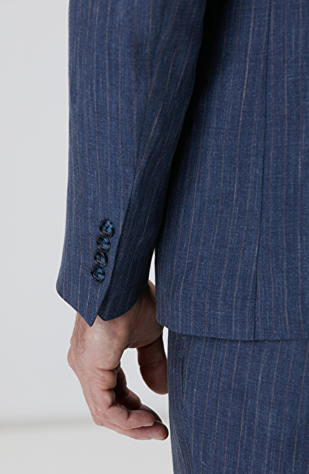 Limited Indigo Keten İpek Karışımlı Takım Elbise_6