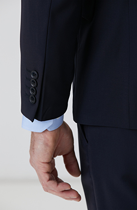 Lacivert Limited Loro Piana Kumaşından Üretilmiş Yün İpek Karışımlı Takım Elbise_7