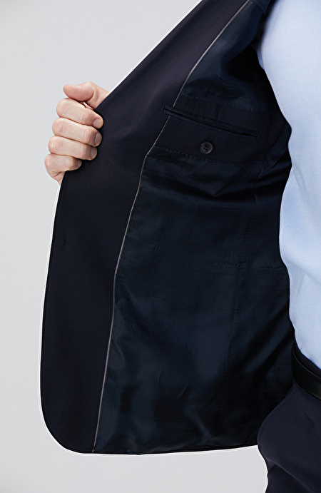 Lacivert Limited Loro Piana Kumaşından Üretilmiş Yün İpek Karışımlı Takım Elbise_8