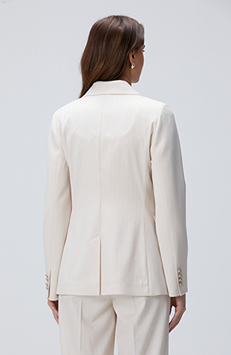 Bej Çizgili Blazer Ceket_4