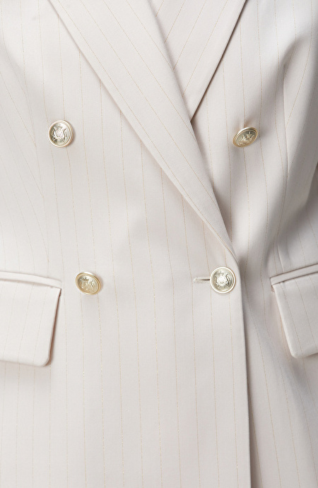 Bej Çizgili Blazer Ceket_5