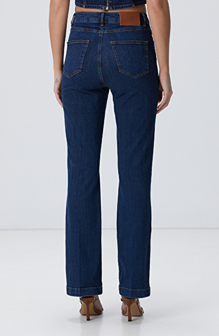 Indigo Aksesuarlı Denim Pantolon_3