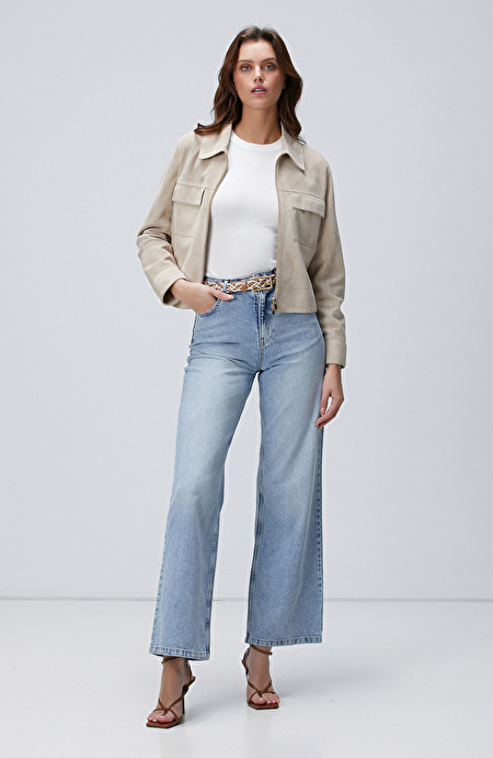 Açık Indigo Mavi Denim Pantolon