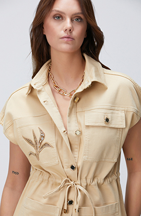 Bej Denim Ceket